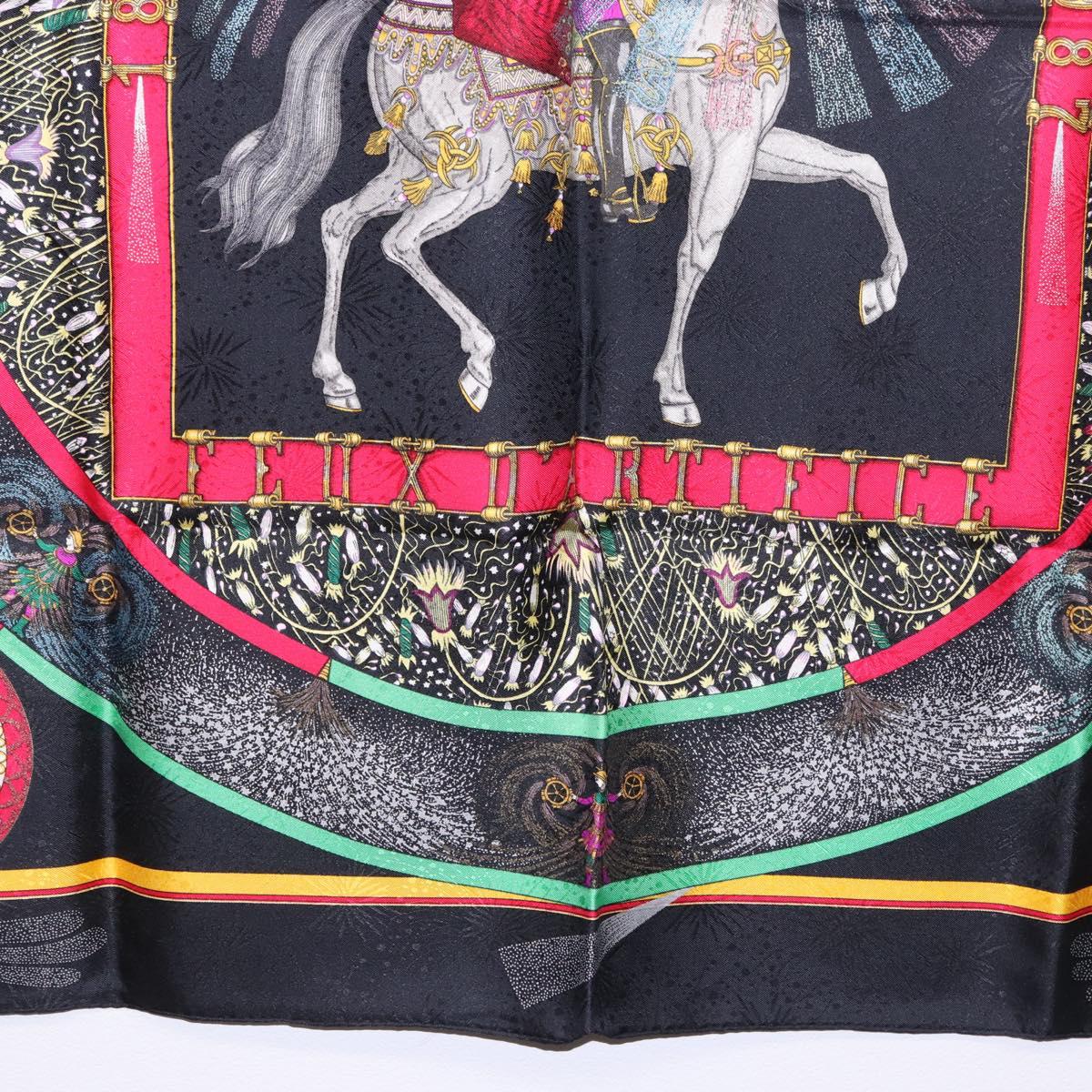 HERMES Carre 90 Scarf Silk Black Auth 199728M