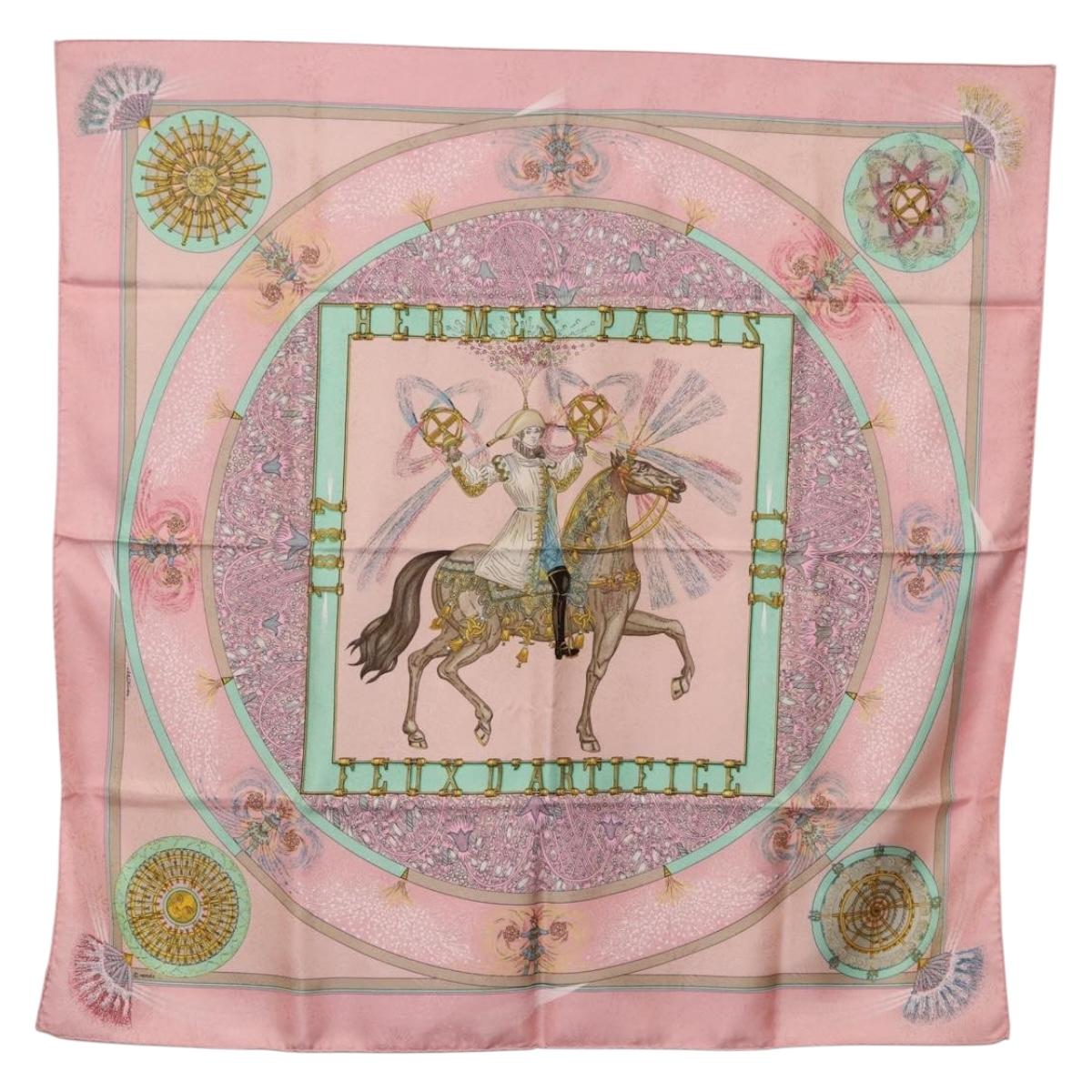 HERMES Carre 90 Scarf Silk Pink Auth 199729M