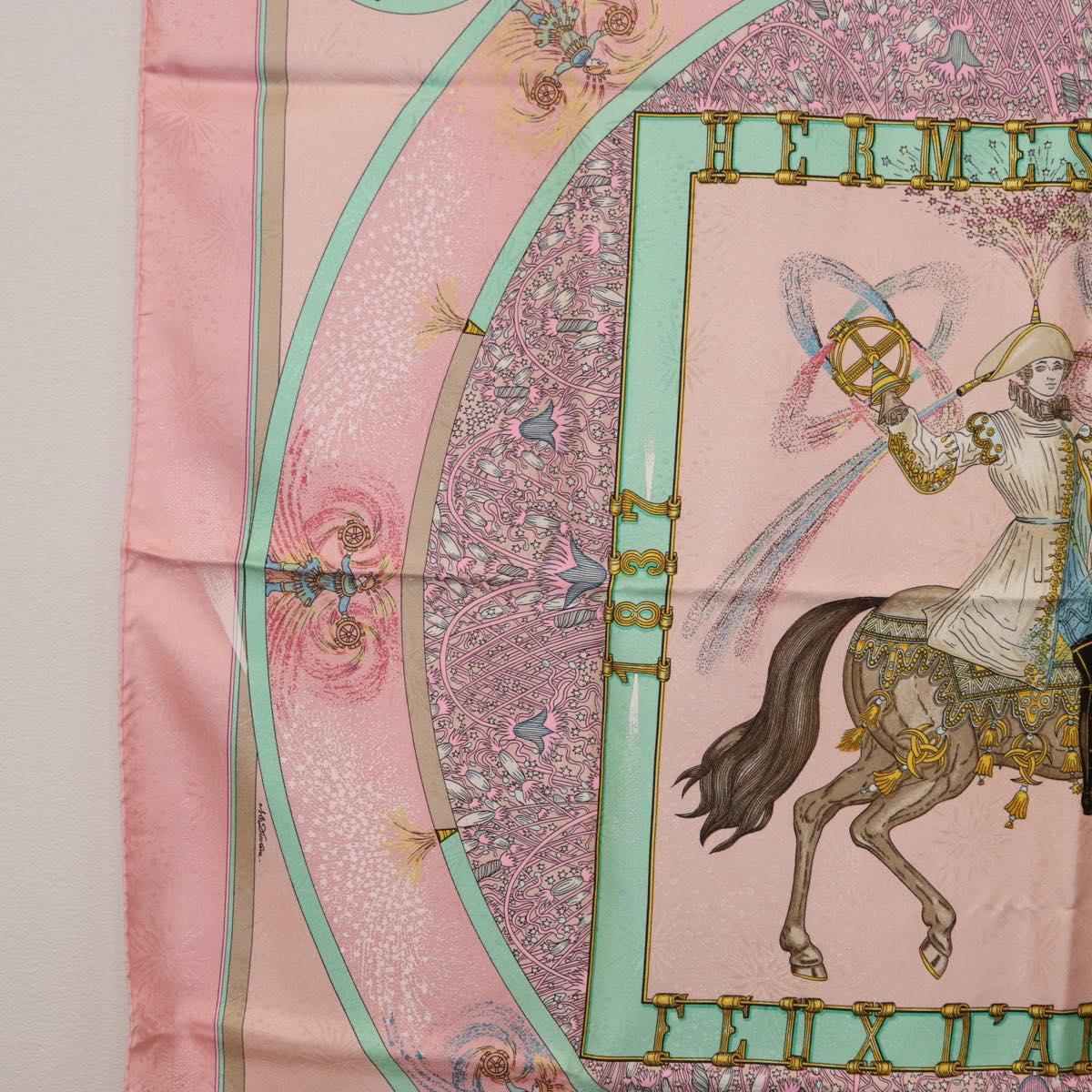 HERMES Carre 90 Scarf Silk Pink Auth 199729M
