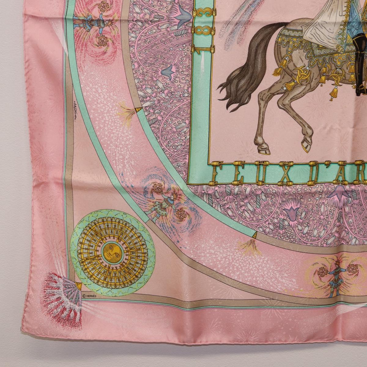 HERMES Carre 90 Scarf Silk Pink Auth 199729M
