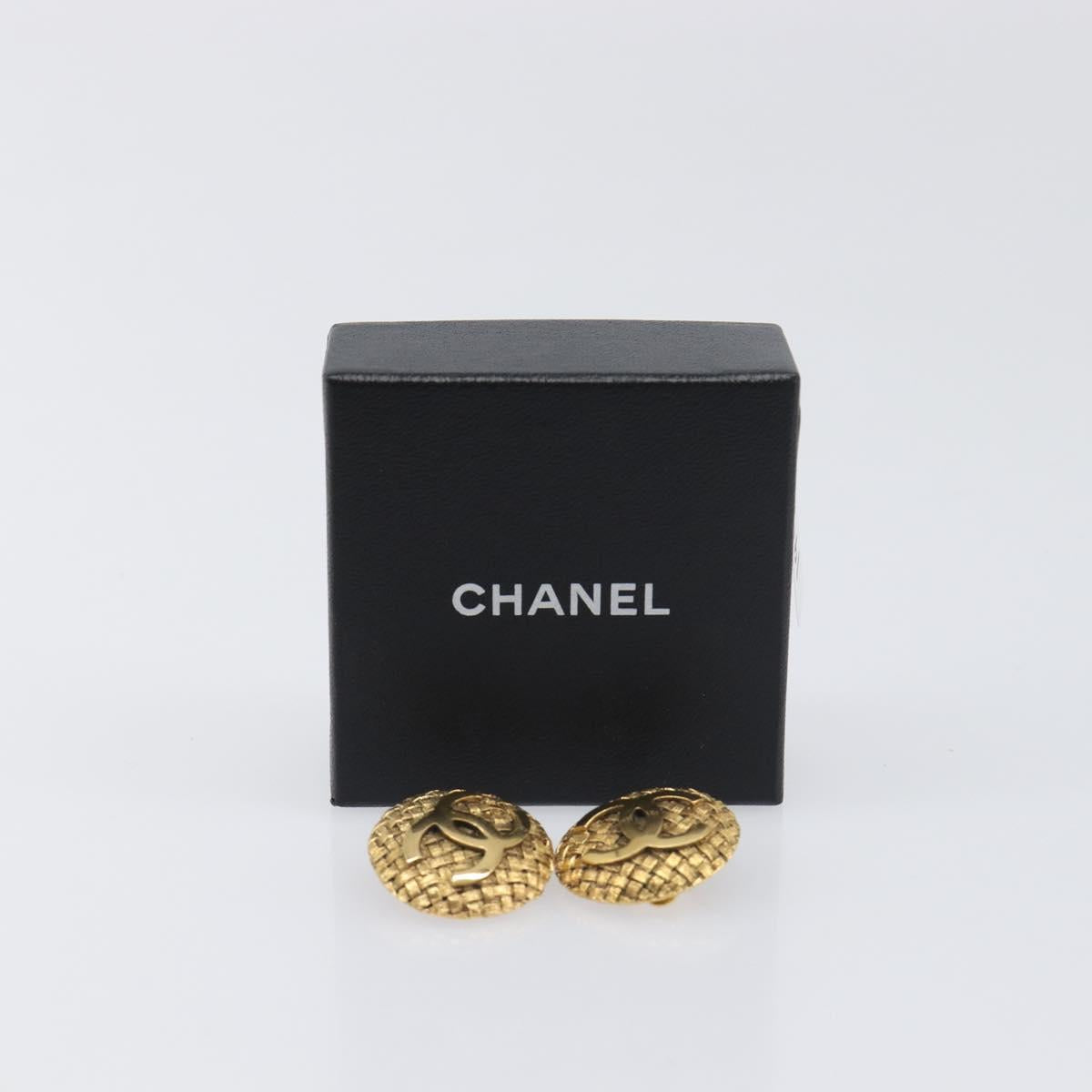 CHANEL Earring metal Gold Tone CC Auth 199735