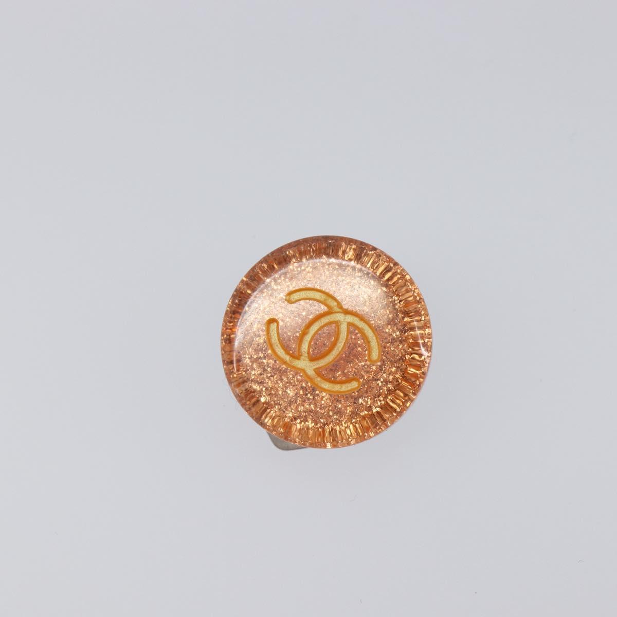 CHANEL Earring plastic Orange CC Auth 199737V