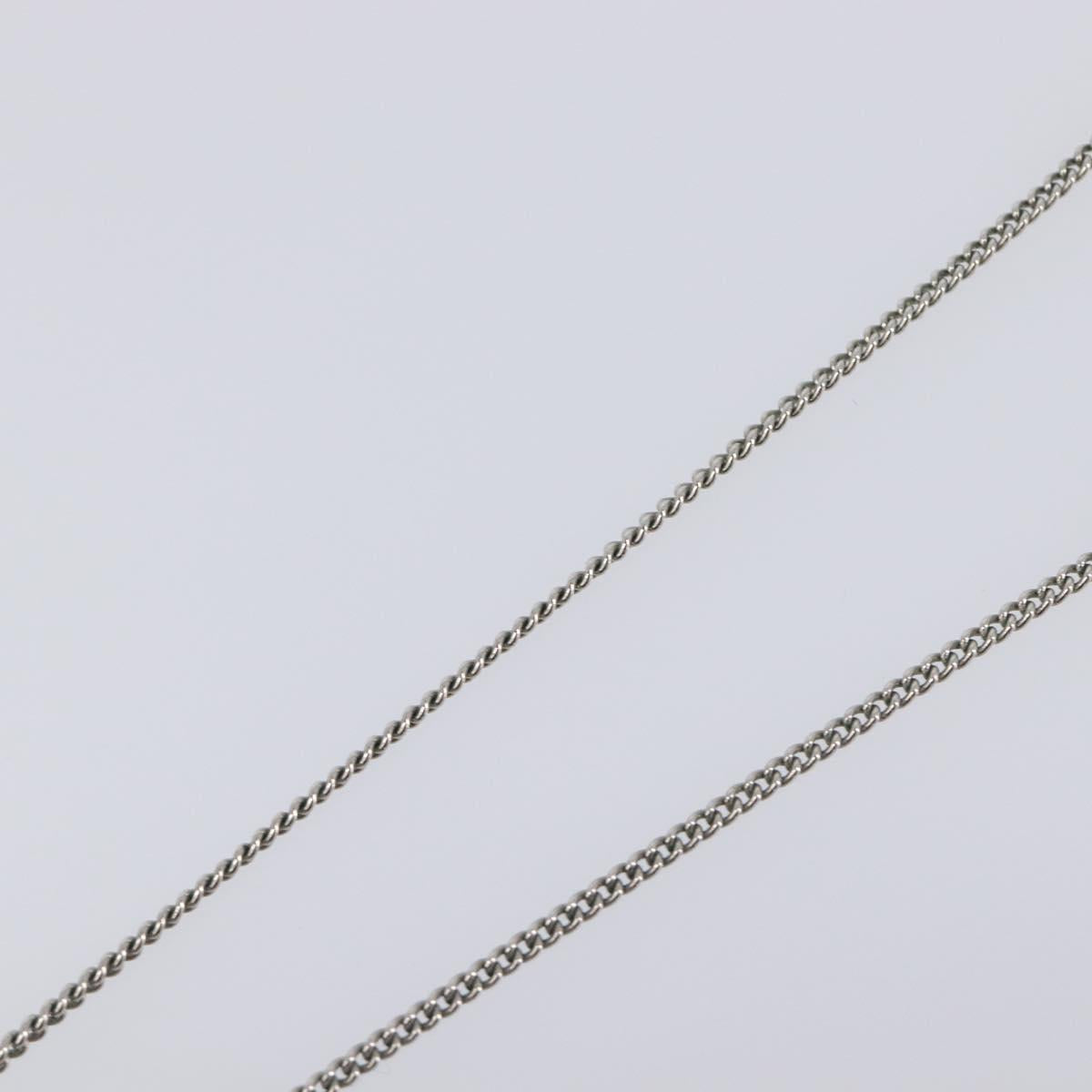 CHANEL Camelia Necklace Metal Silver CC Auth 199739