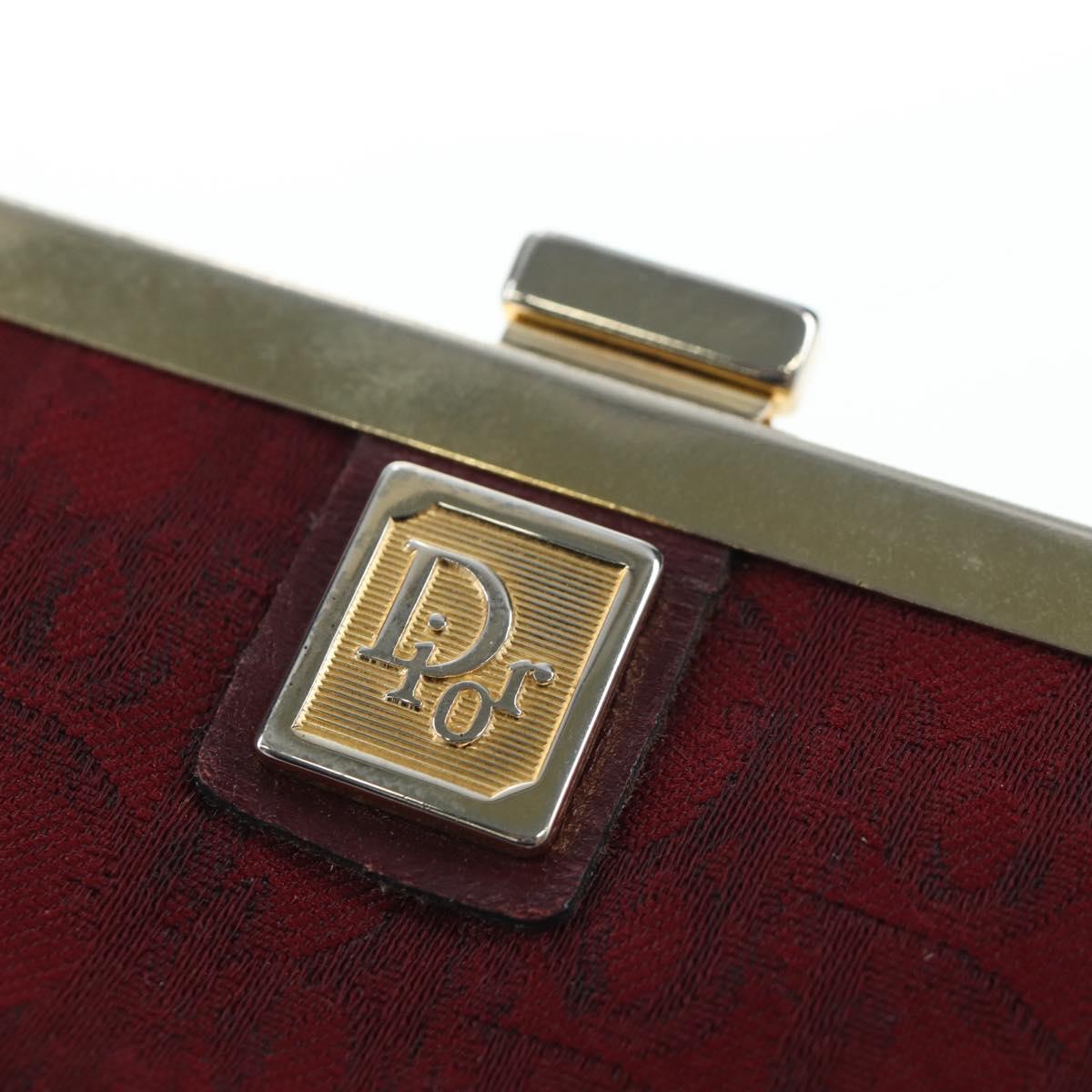 Christian Dior Trotter Canvas Coin Purse Bordeaux Gold Auth 199784A