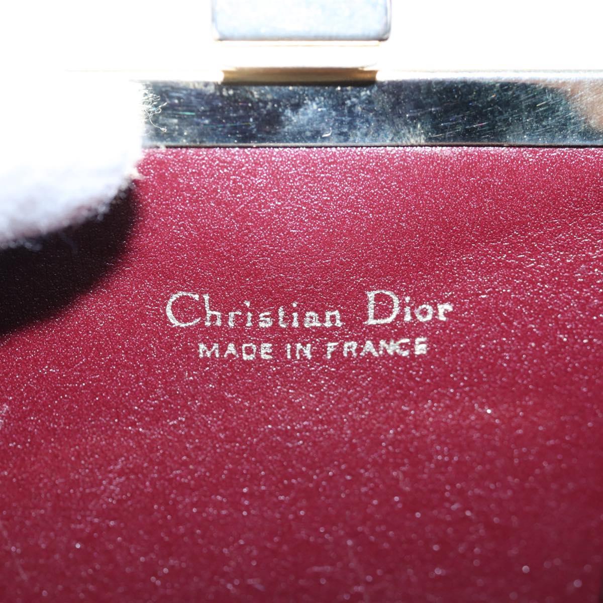 Christian Dior Trotter Canvas Coin Purse Bordeaux Gold Auth 199784A