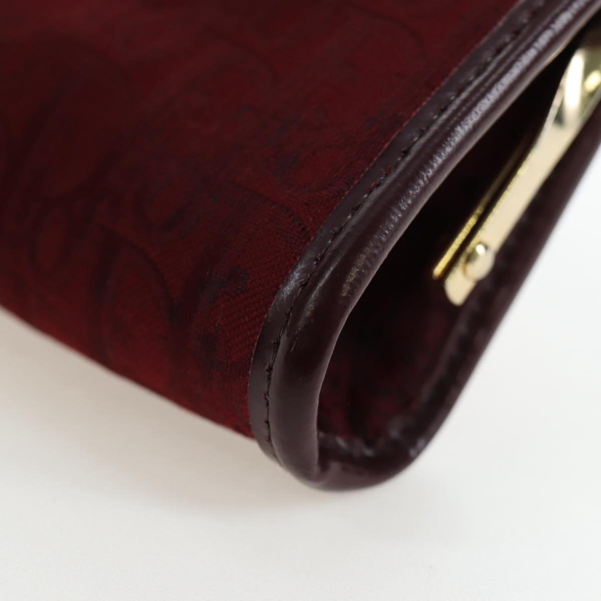 Christian Dior Trotter Canvas Coin Purse Bordeaux Gold Auth 199784A