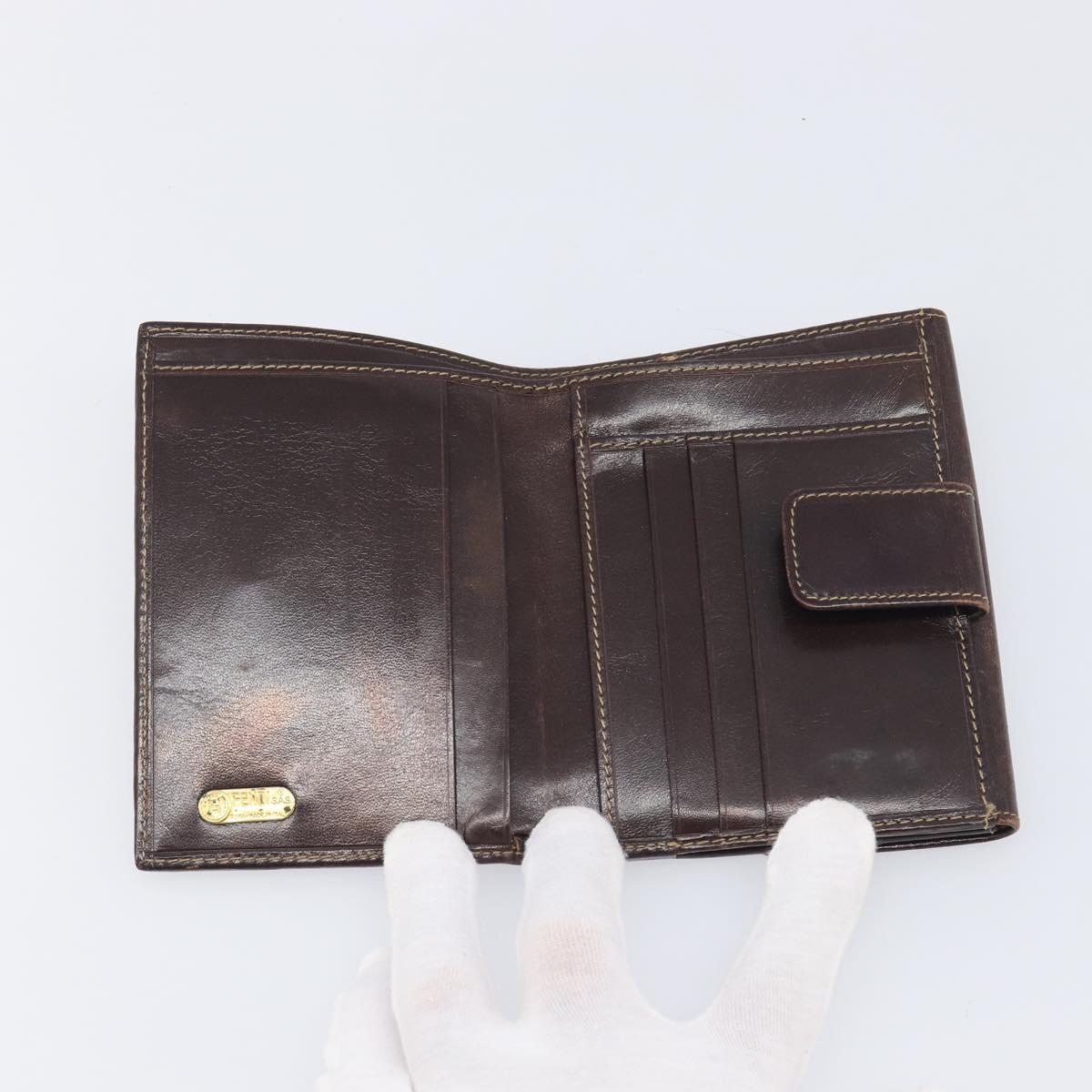 FENDI Zucca Canvas Wallet Black Brown Auth 199785A