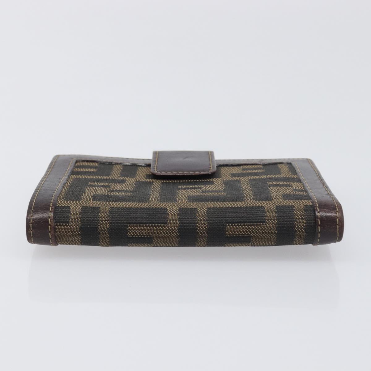 FENDI Zucca Canvas Wallet Black Brown Auth 199785A