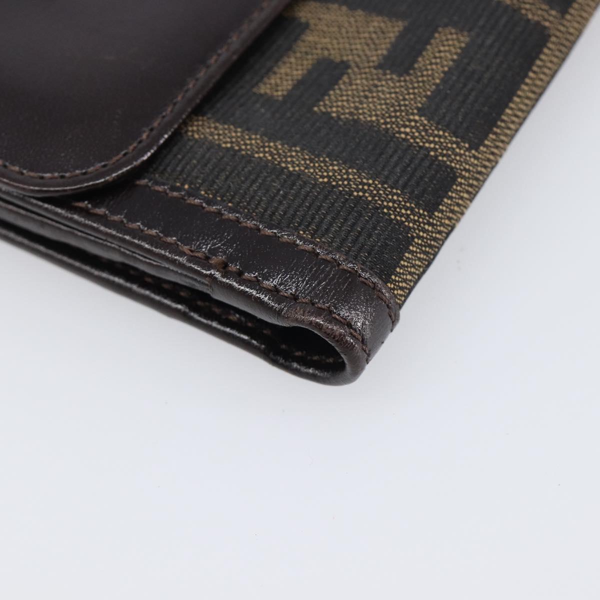 FENDI Zucca Canvas Mamma Baguette Wallet Black Brown Auth 199786A