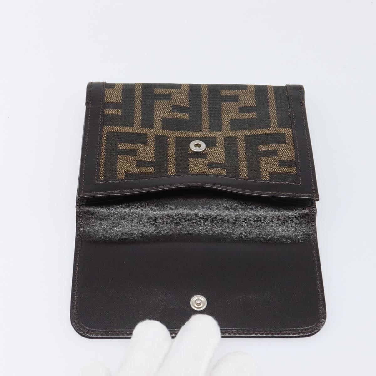 FENDI Zucca Canvas Mamma Baguette Wallet Black Brown Auth 199786A
