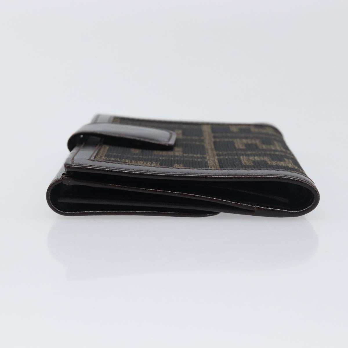 FENDI Zucca Canvas Mamma Baguette Wallet Black Brown Auth 199786A