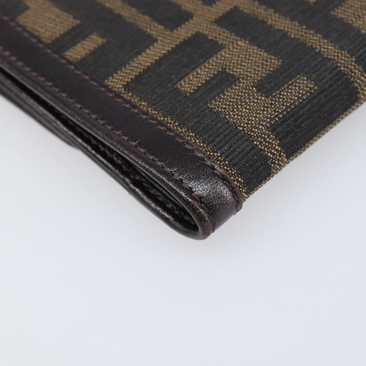 FENDI Zucca Canvas Mamma Baguette Wallet Black Brown Auth 199786A