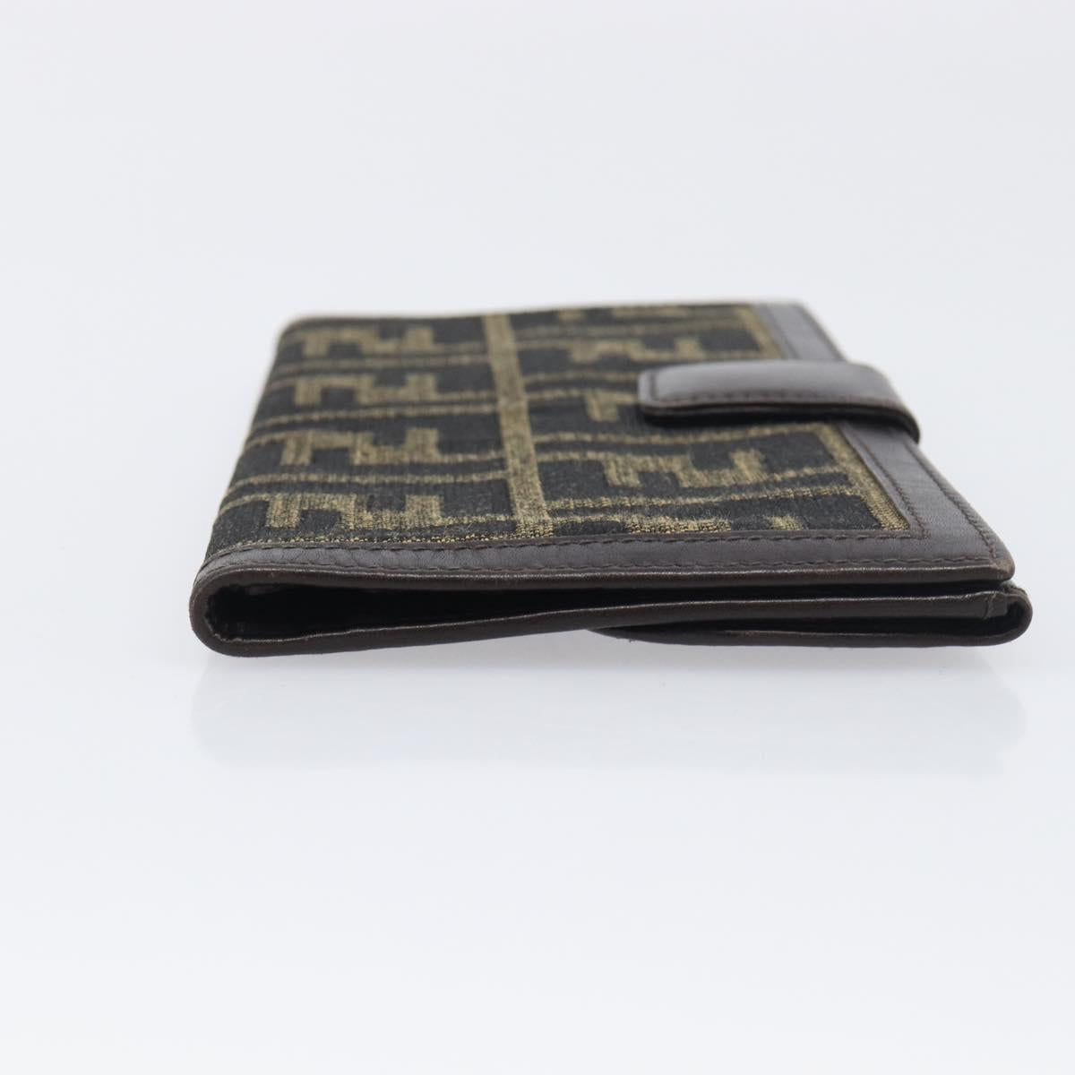 FENDI Zucca Canvas Long Wallet Black Brown Auth 199787A
