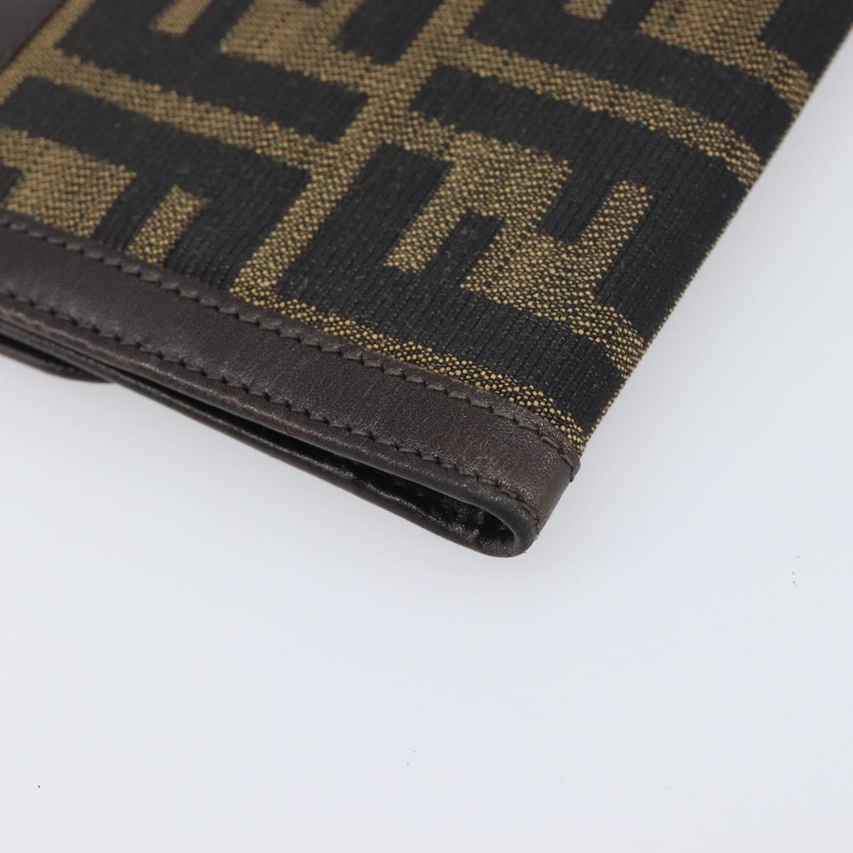 FENDI Zucca Canvas Long Wallet Black Brown Auth 199787A