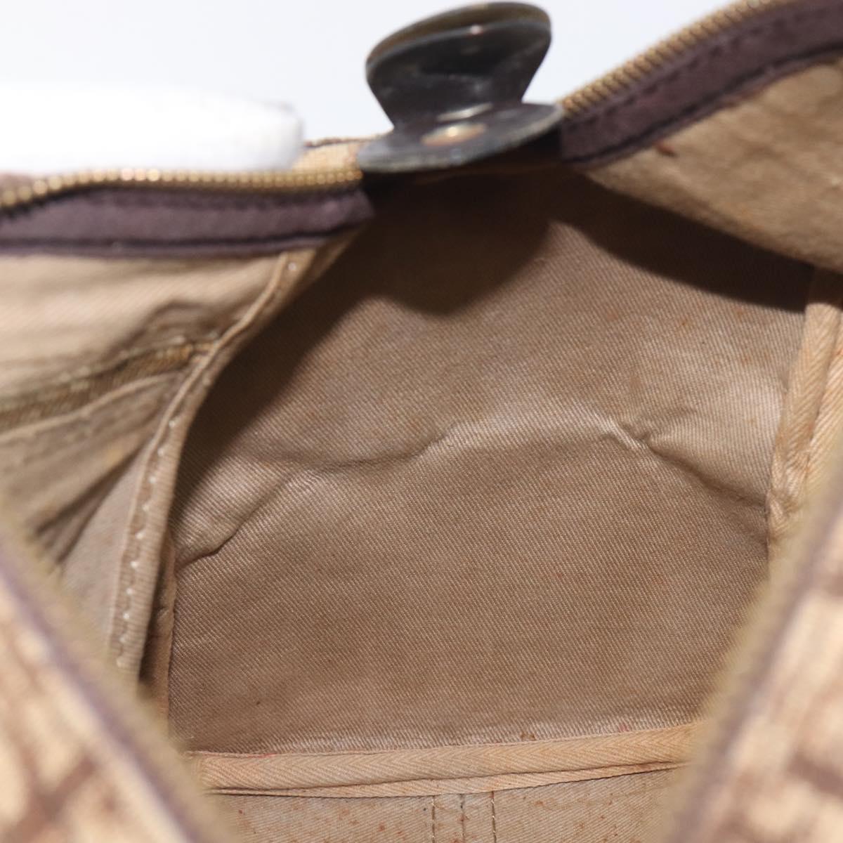 Christian Dior Trotter Canvas Boston Bag Beige Gold Auth 199799