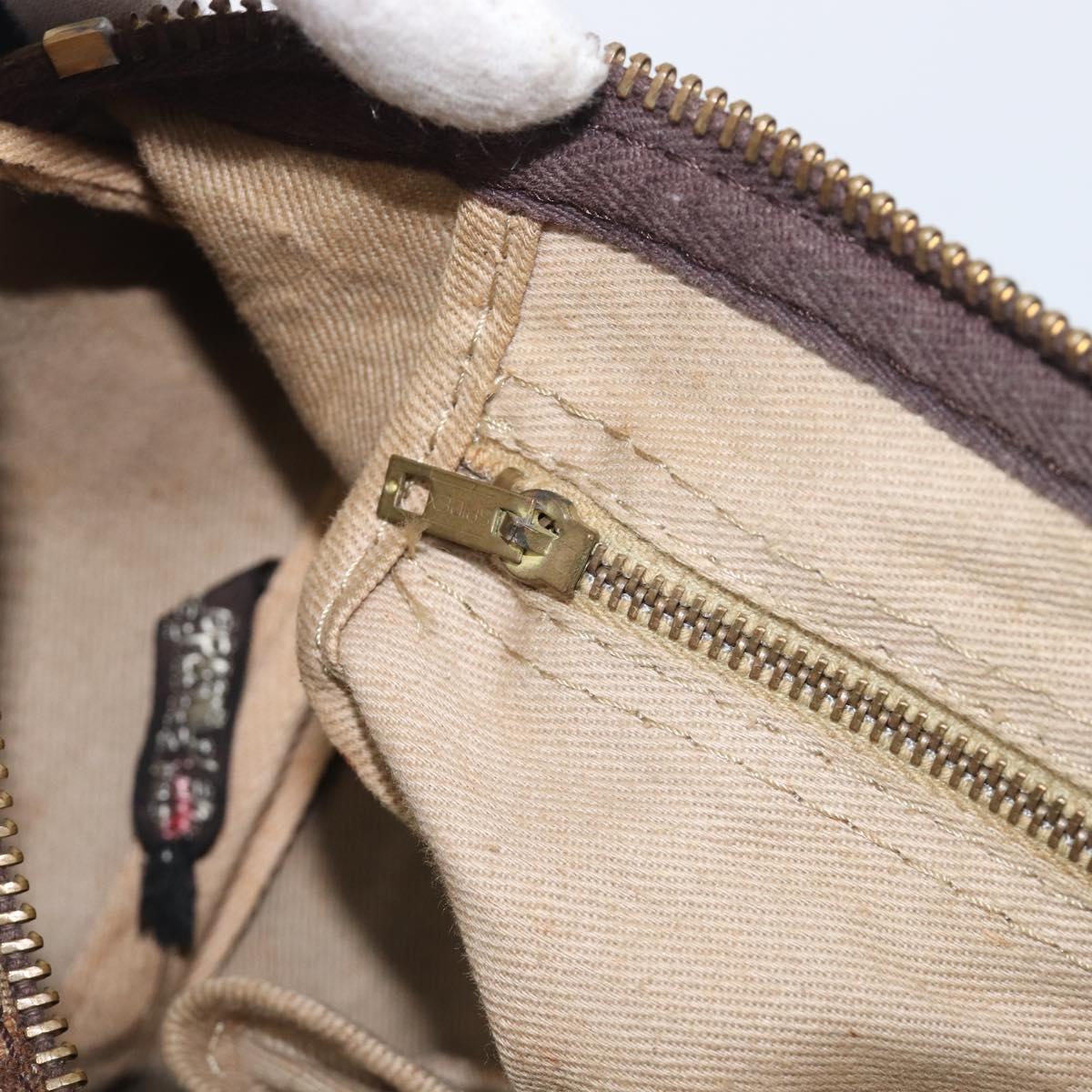Christian Dior Trotter Canvas Boston Bag Beige Gold Auth 199799