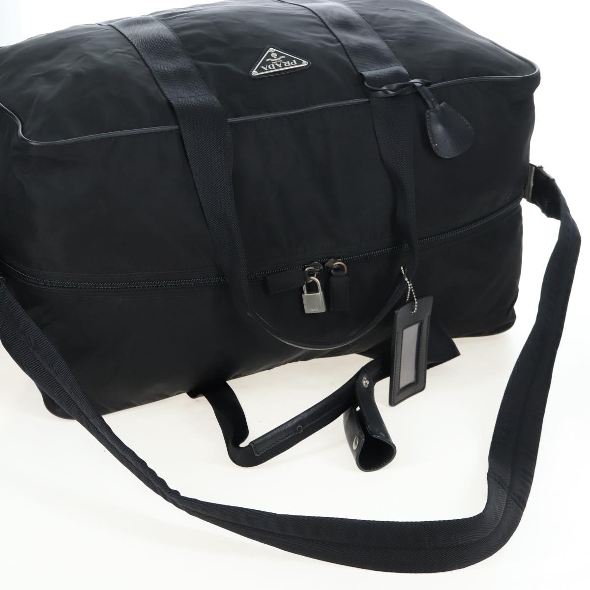 PRADA Boston Bag Nylon 2way Black Silver Auth 199801A