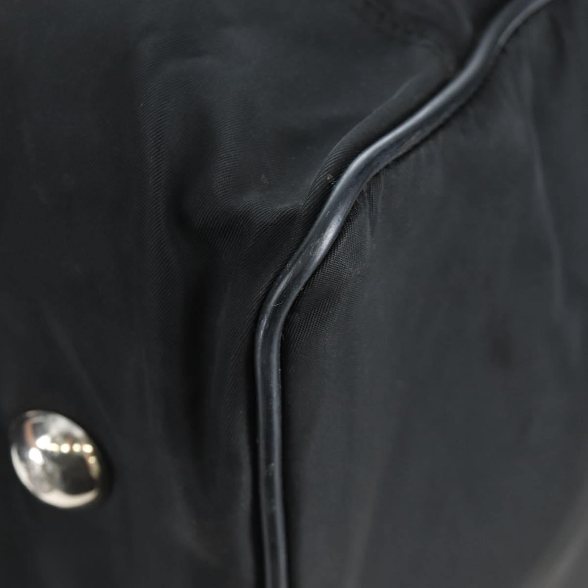 PRADA Boston Bag Nylon 2way Black Silver Auth 199801A