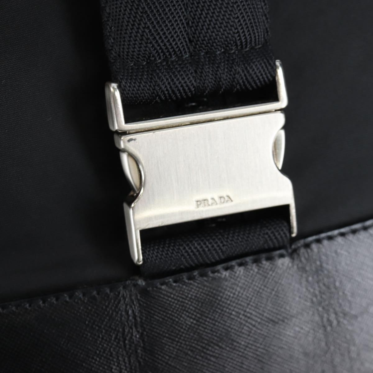 PRADA Boston Bag Nylon 2way Black Silver Auth 199801A
