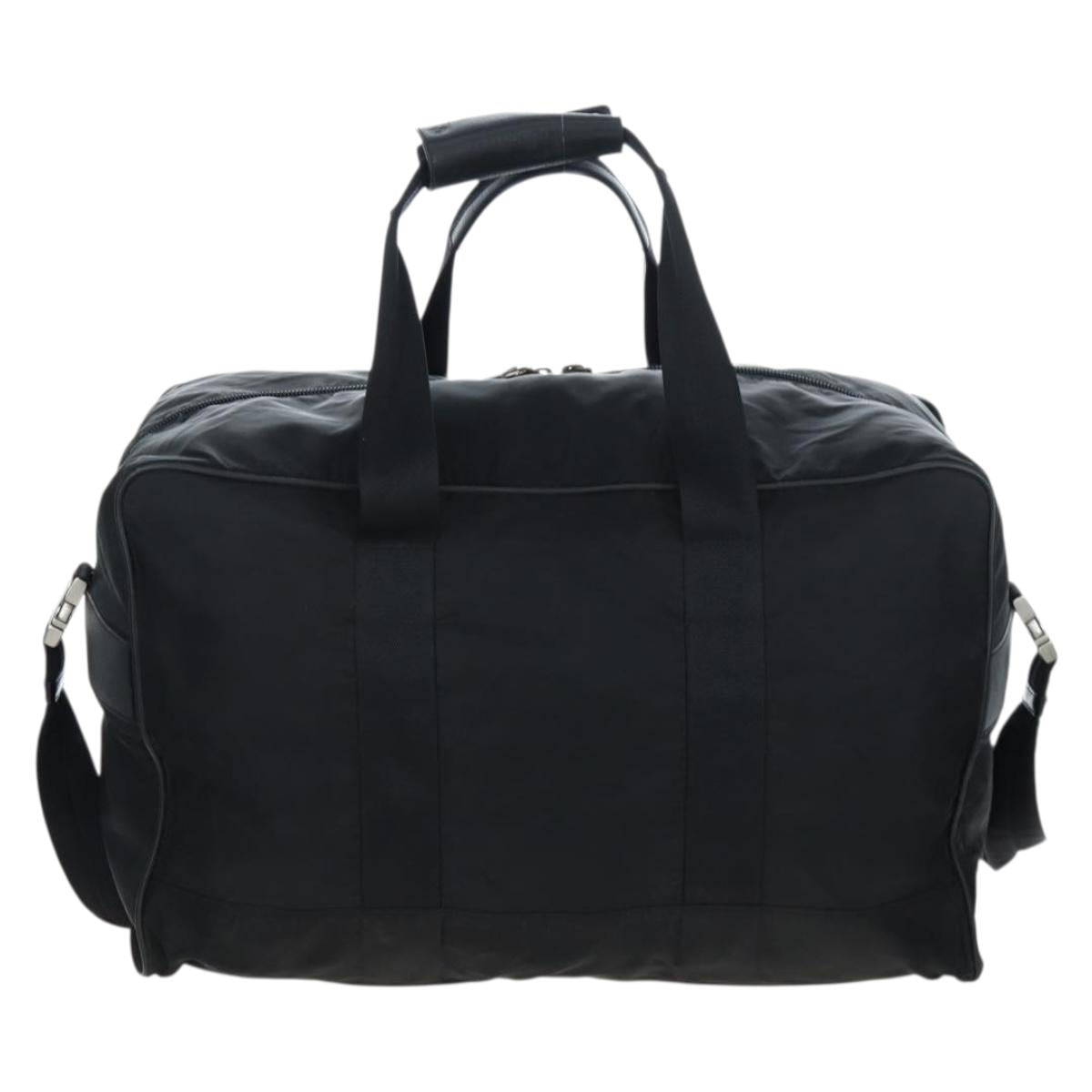 PRADA Boston Bag Nylon 2way Black Silver Auth 199801A