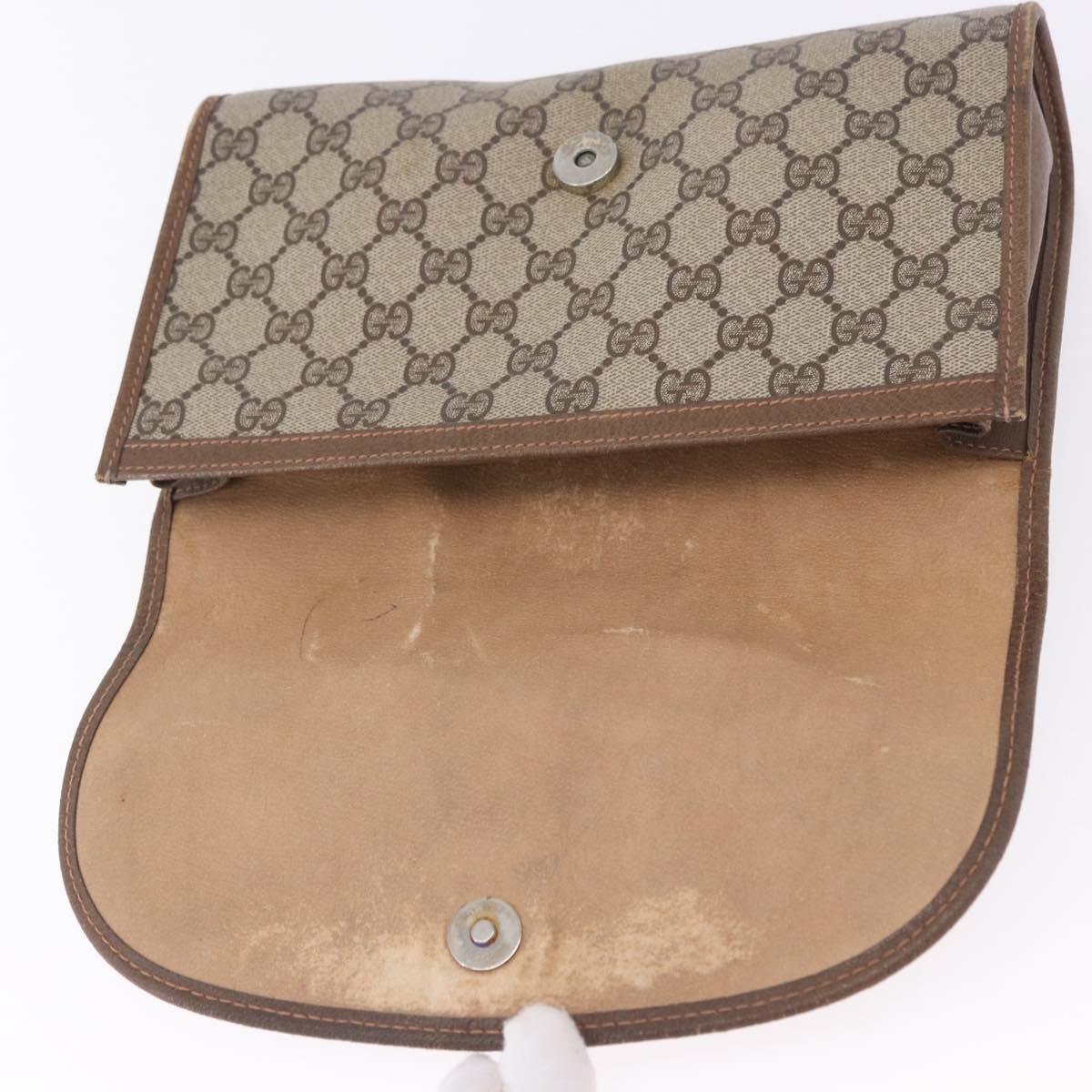 GUCCI GG Supreme Web Sherry Line Clutch Bag PVC Beige 89 01 030 Auth 199803