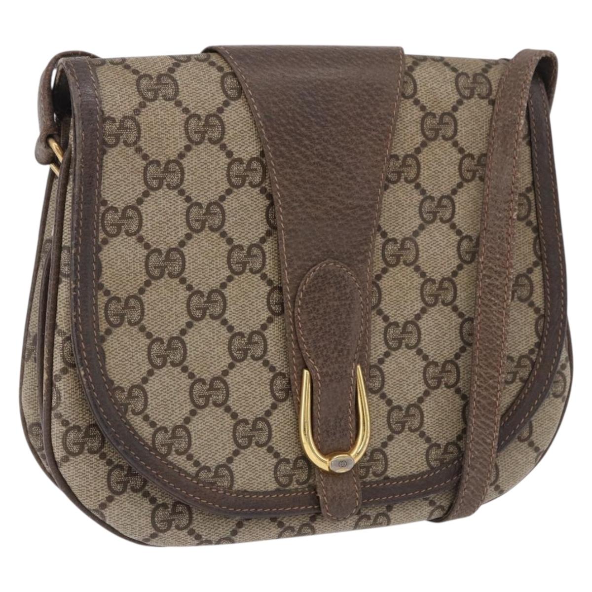 GUCCI GG Supreme Shoulder Bag PVC Beige Gold Tone 10 02 031 Auth 199810
