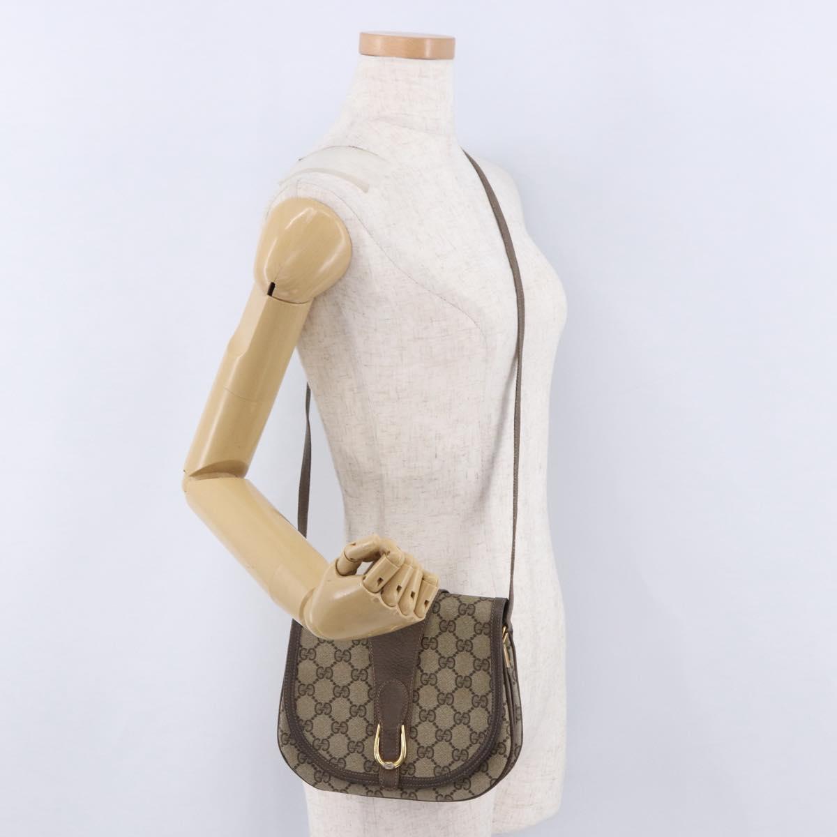 GUCCI GG Supreme Shoulder Bag PVC Beige Gold Tone 10 02 031 Auth 199810