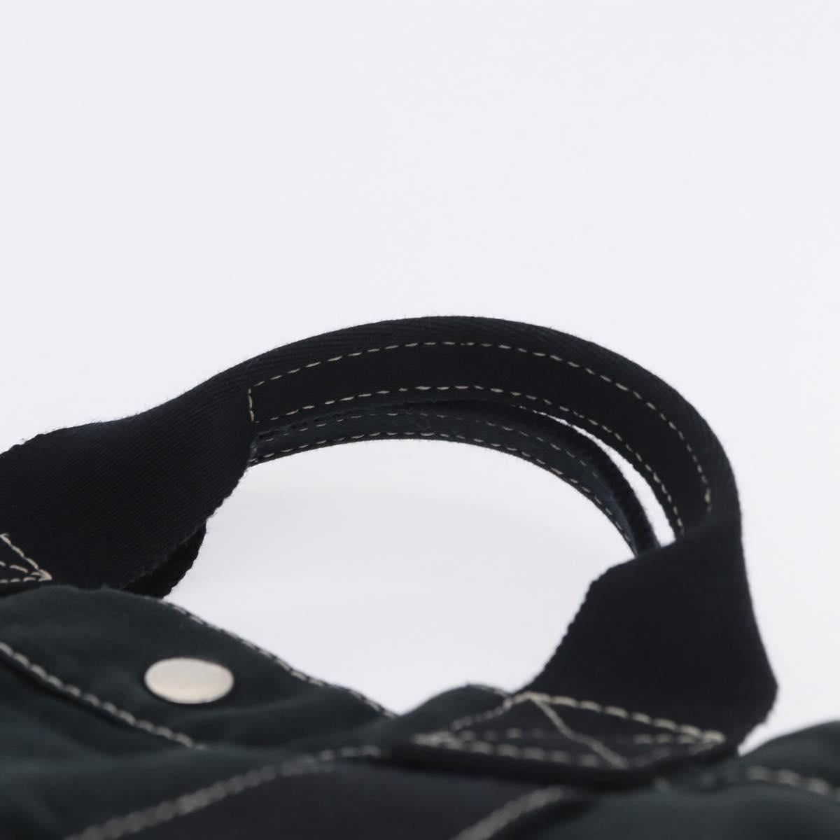 HERMES Fourre Tout MM Hand Bag Cotton Black Silver Auth 199811