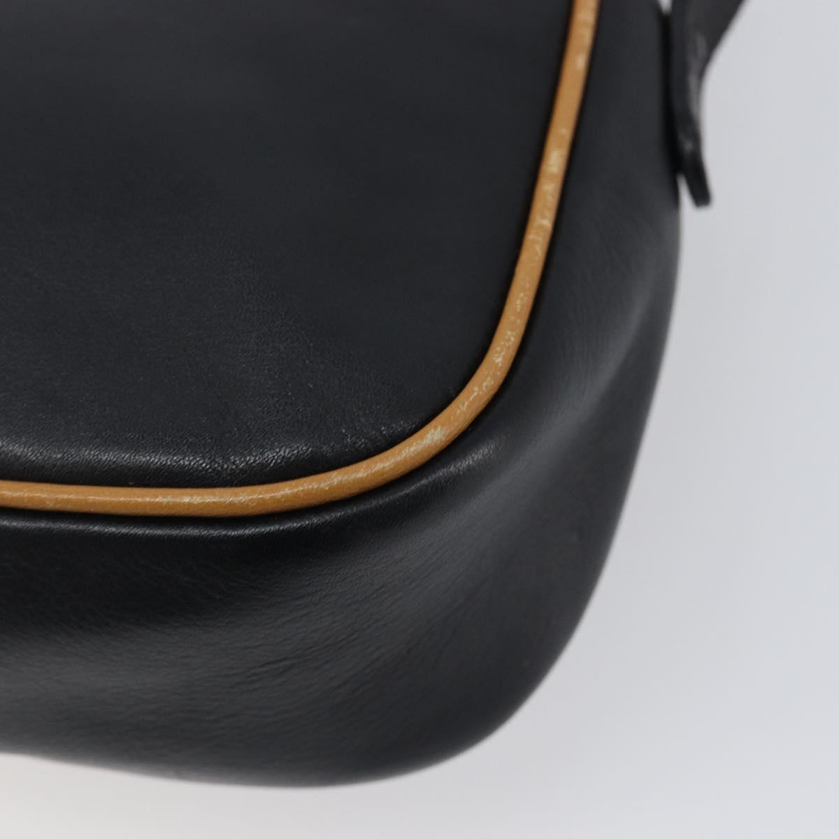 CELINE Shoulder Bag Leather Black Gold Auth 199823