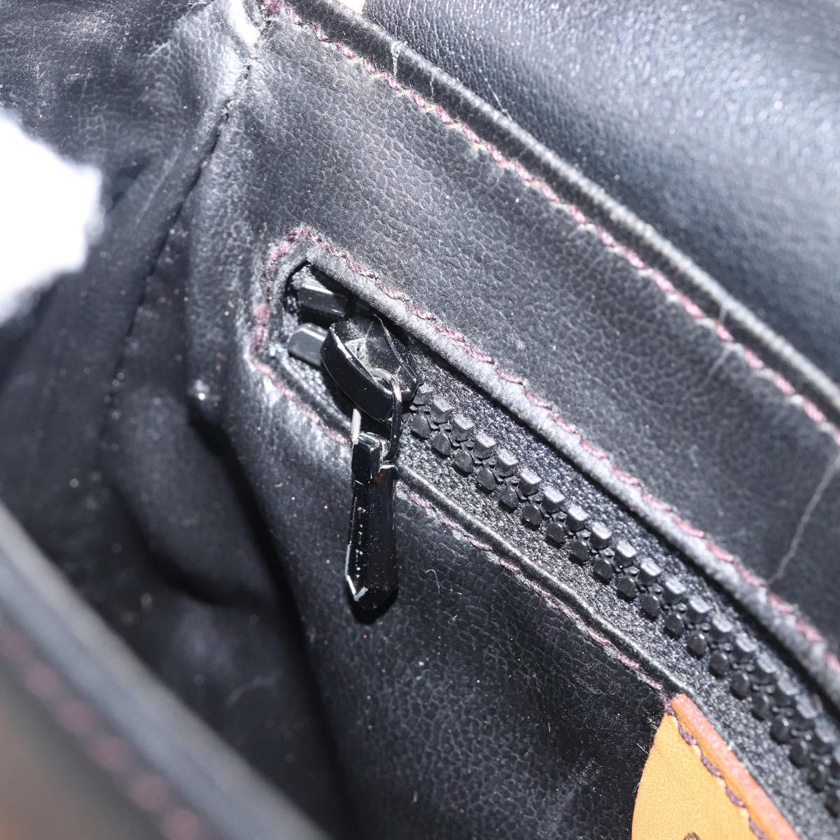 CELINE Shoulder Bag Leather Black Gold Auth 199823