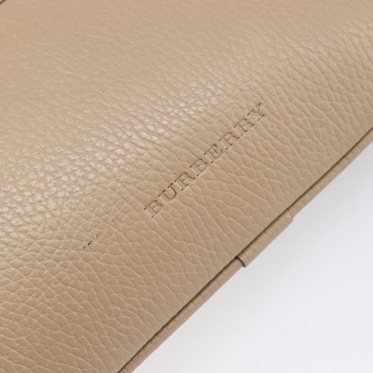 BURBERRY Nova Check Shoulder Bag Leather Beige Silver Auth 199824A