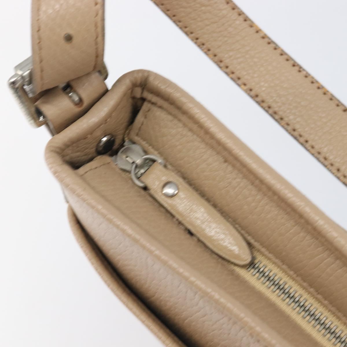BURBERRY Nova Check Shoulder Bag Leather Beige Silver Auth 199824A