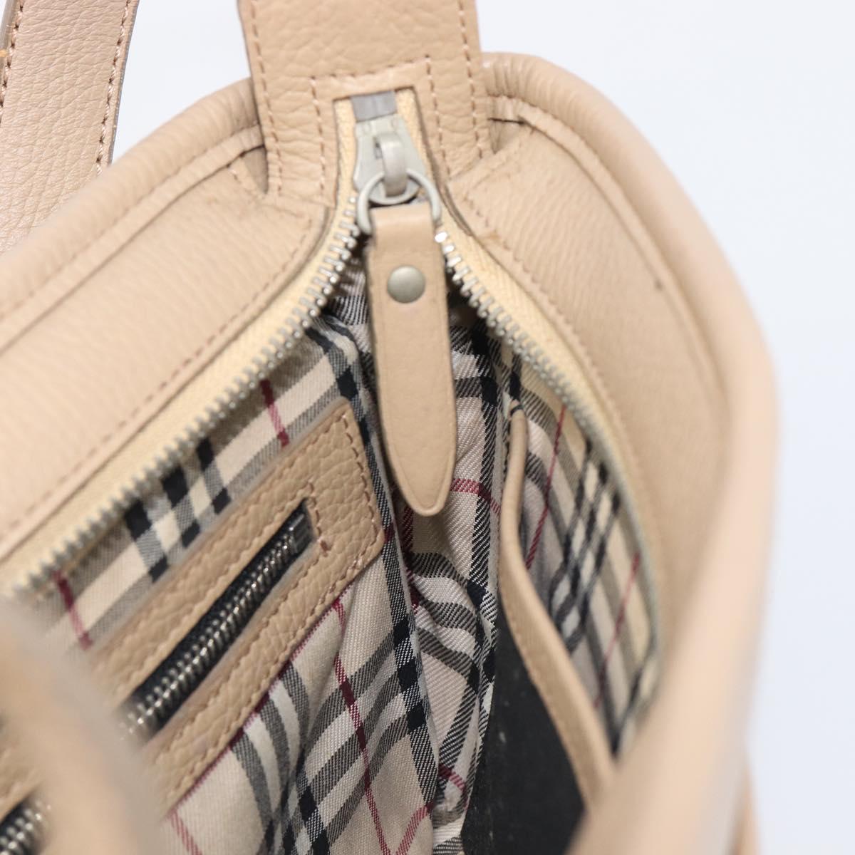 BURBERRY Nova Check Shoulder Bag Leather Beige Silver Auth 199824A
