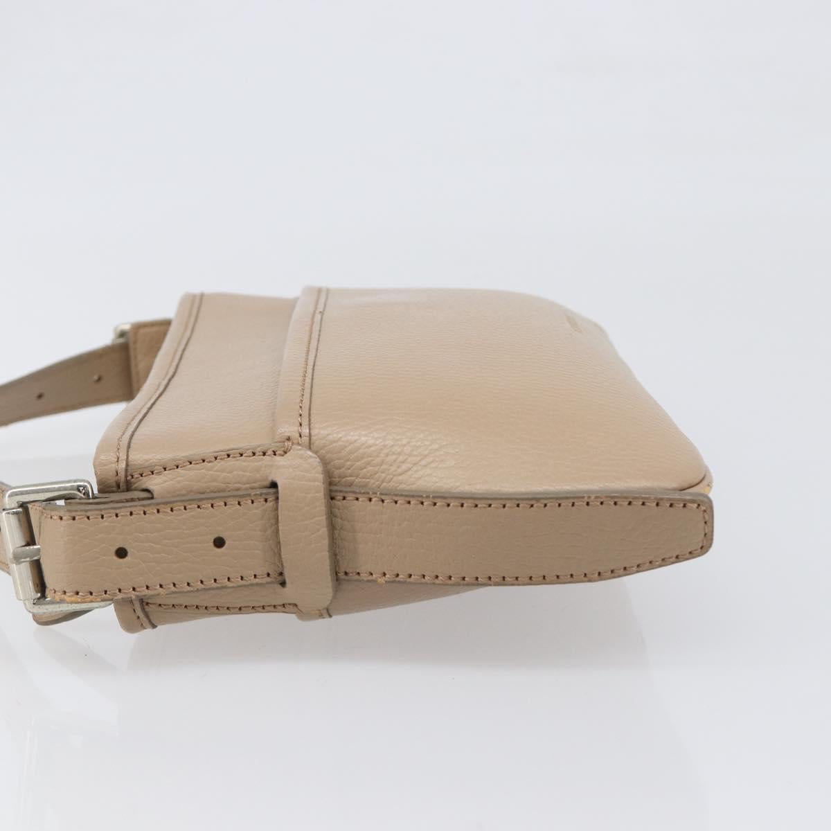 BURBERRY Nova Check Shoulder Bag Leather Beige Silver Auth 199824A