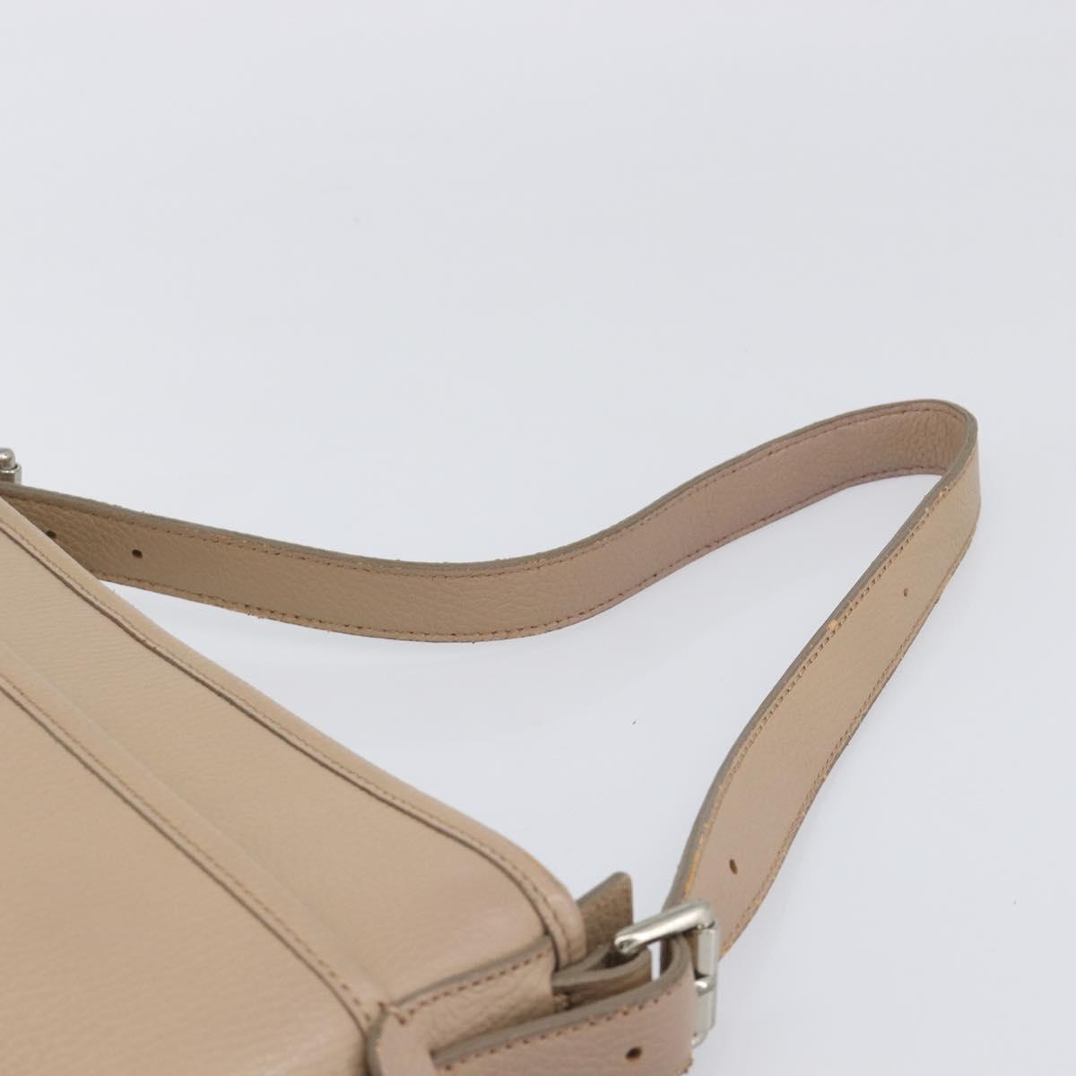 BURBERRY Nova Check Shoulder Bag Leather Beige Silver Auth 199824A