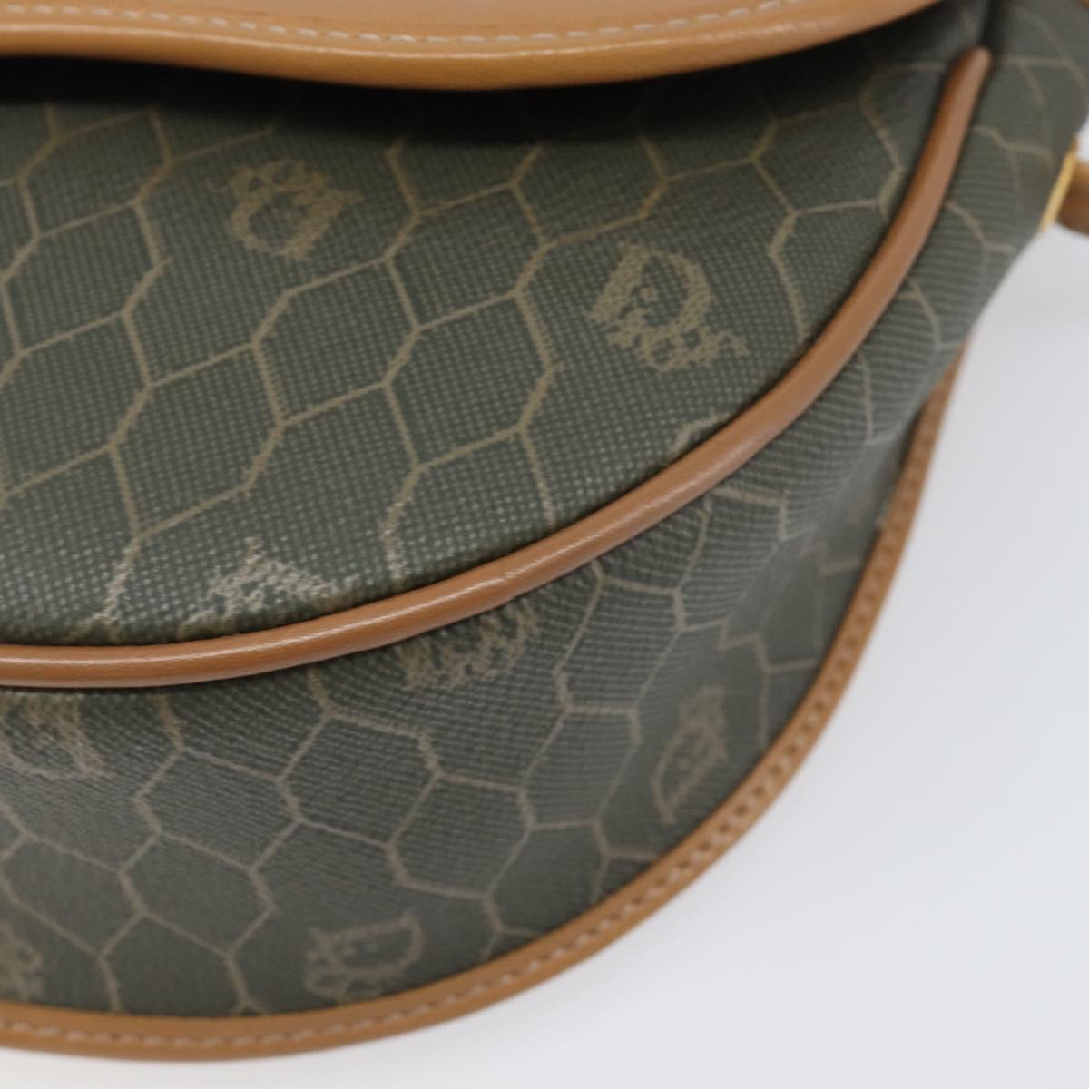Christian Dior Honeycomb Canvas Shoulder Bag PVC Beige Gold Auth 199826A