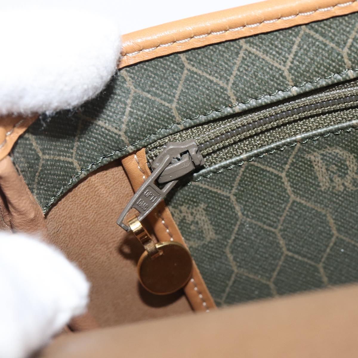 Christian Dior Honeycomb Canvas Shoulder Bag PVC Beige Gold Auth 199826A