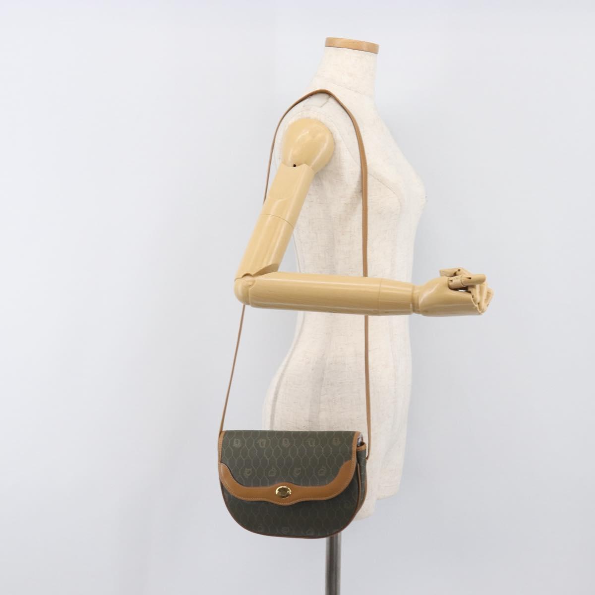 Christian Dior Honeycomb Canvas Shoulder Bag PVC Beige Gold Auth 199826A