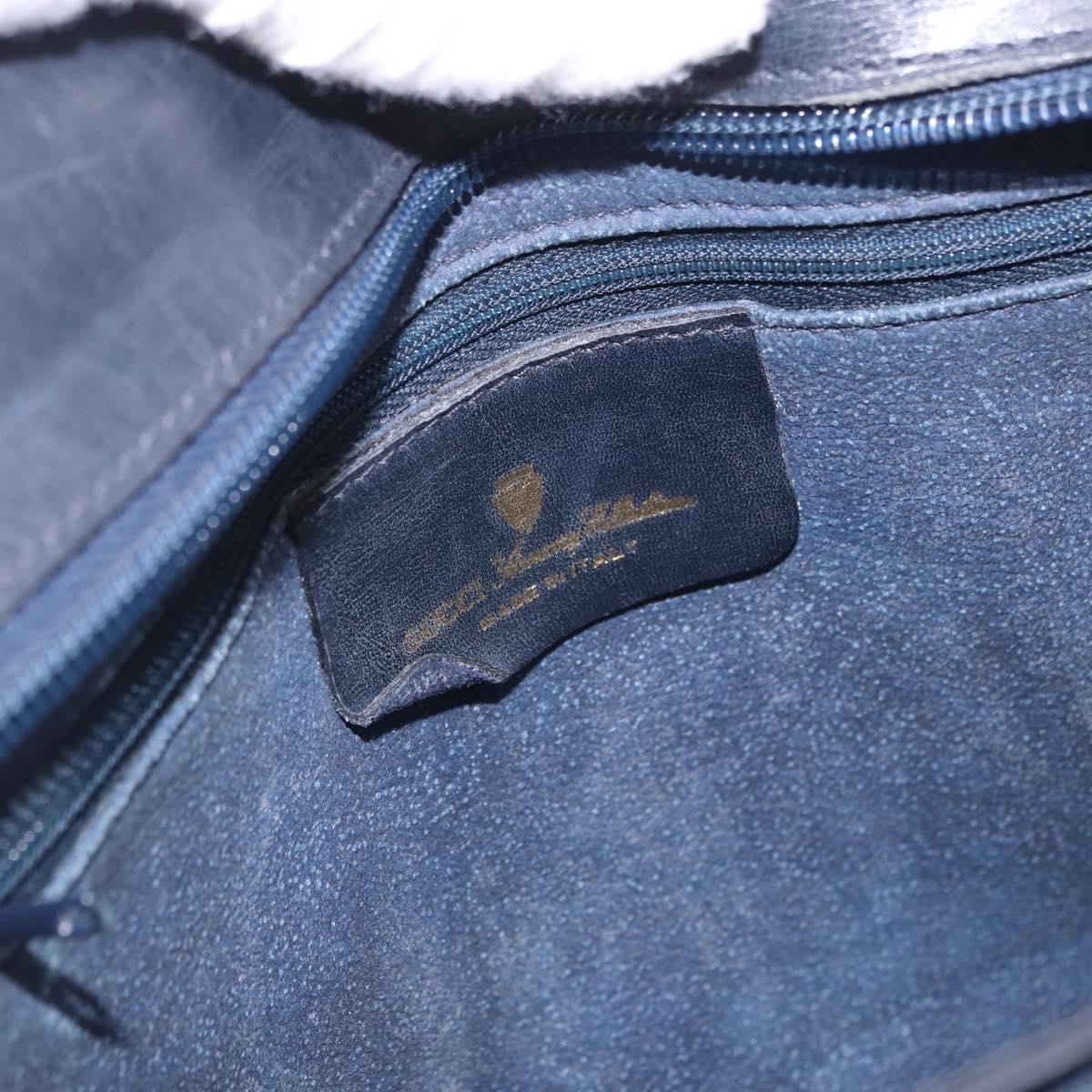 GUCCI GG Supreme Sherry Line Shoulder Bag PVC Navy Gold Auth 199828