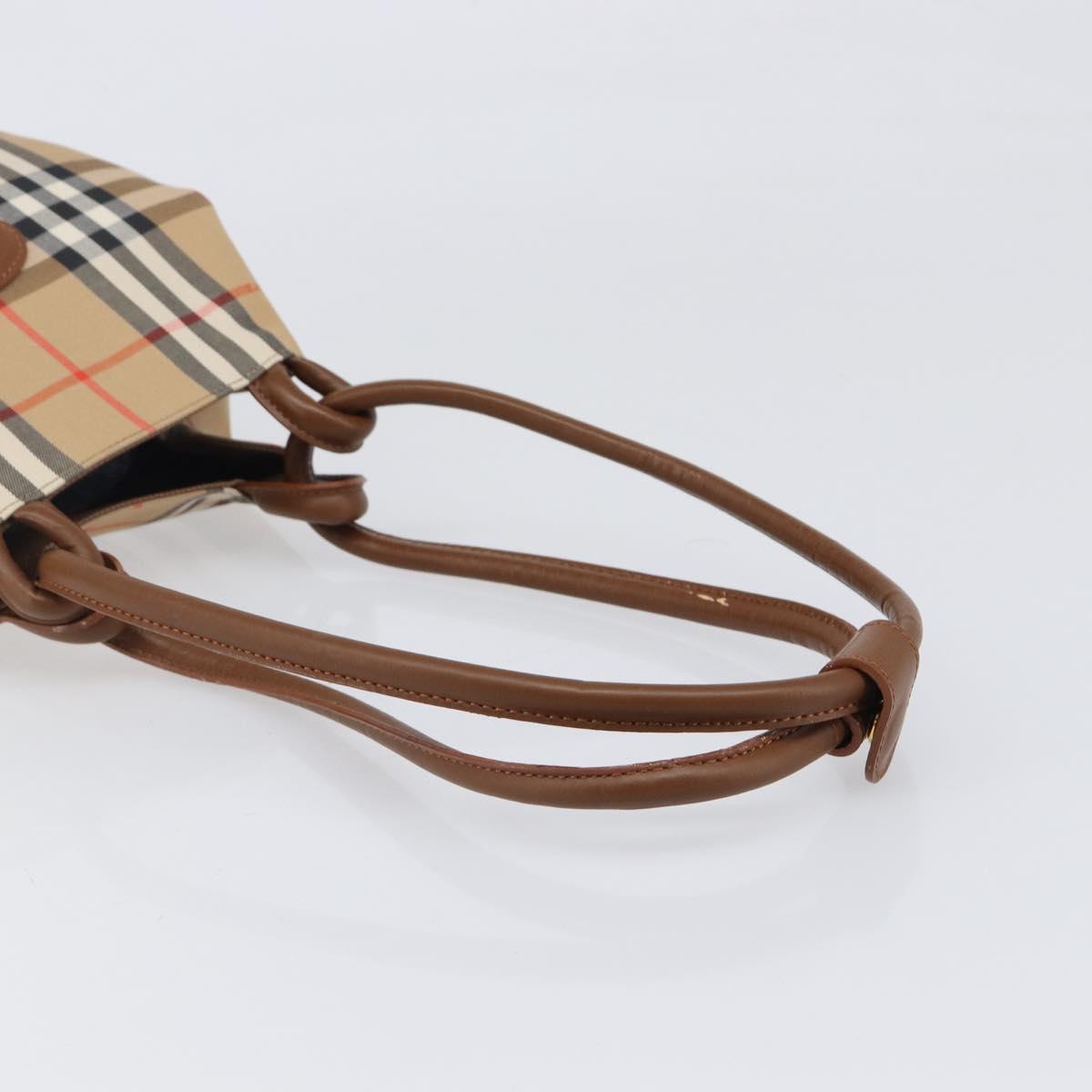Burberrys Nova Check Shoulder Bag Canvas Beige Gold Auth 199830A