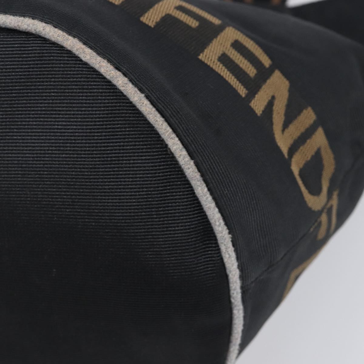 FENDI Hand Bag Canvas Black Brown Auth 199832