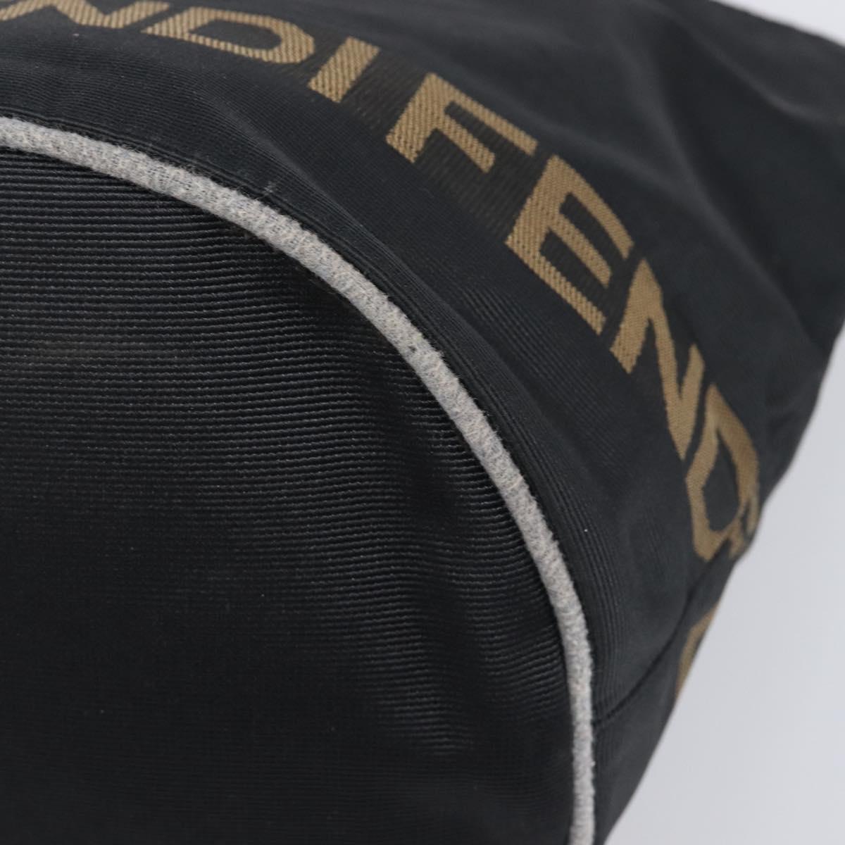 FENDI Hand Bag Canvas Black Brown Auth 199832