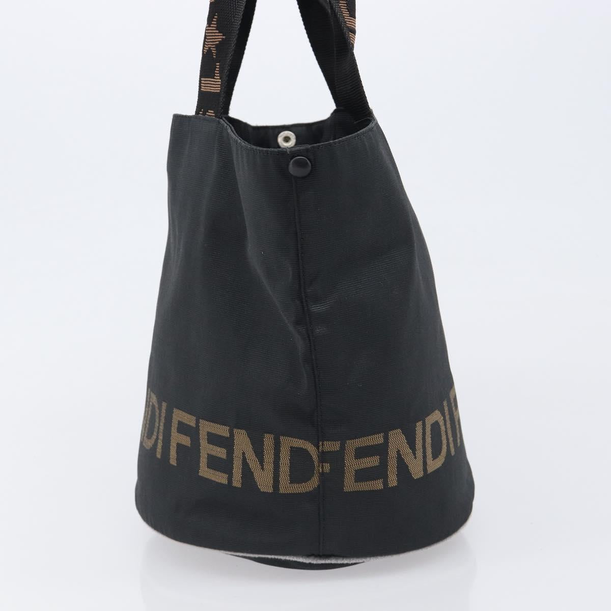 FENDI Hand Bag Canvas Black Brown Auth 199832