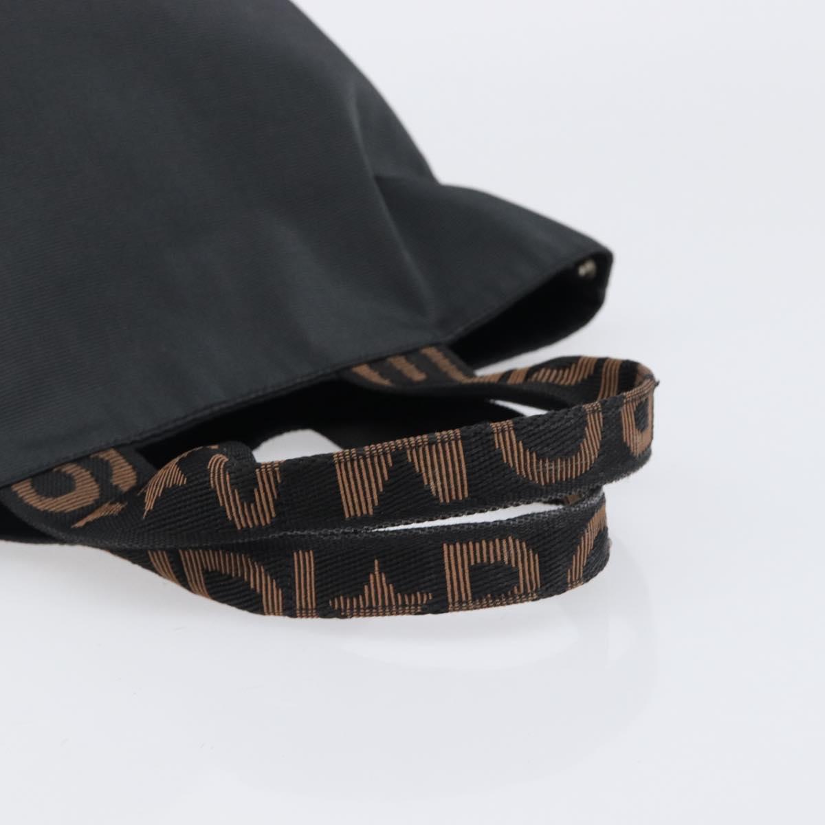 FENDI Hand Bag Canvas Black Brown Auth 199832