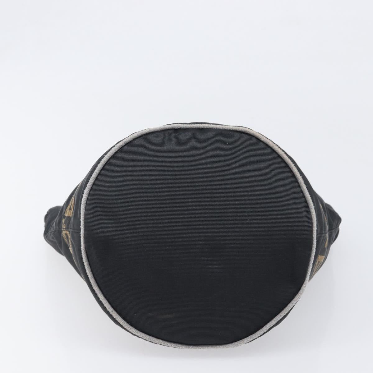 FENDI Hand Bag Canvas Black Brown Auth 199832