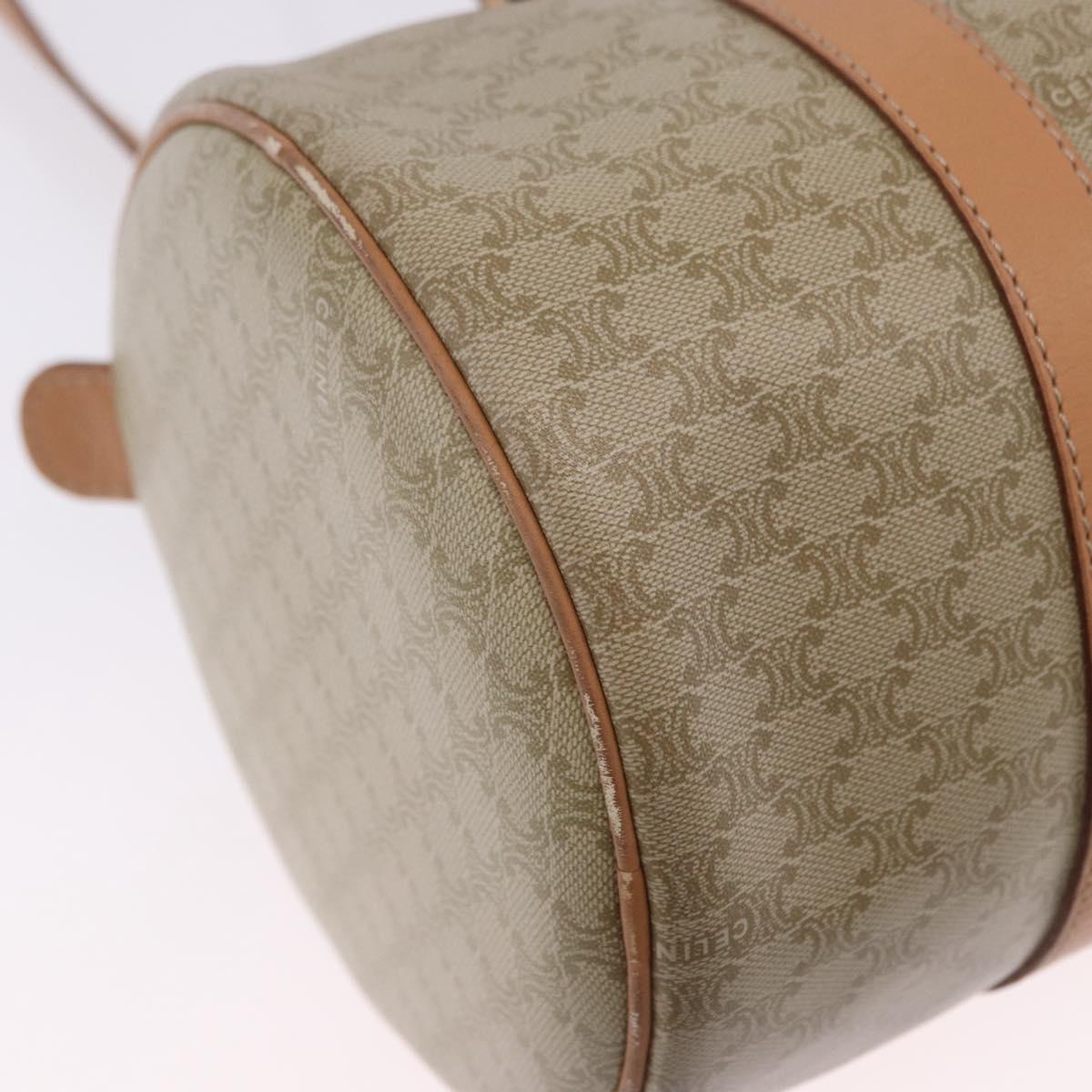 CELINE Macadam Canvas Shoulder Bag PVC Beige Gold Auth 199837V