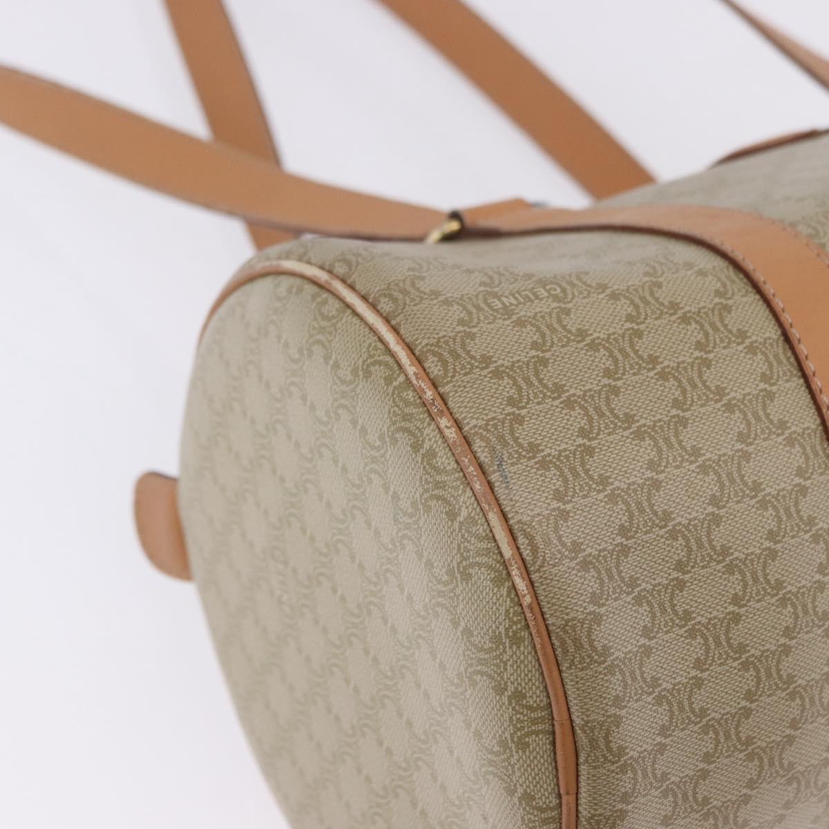 CELINE Macadam Canvas Shoulder Bag PVC Beige Gold Auth 199837V
