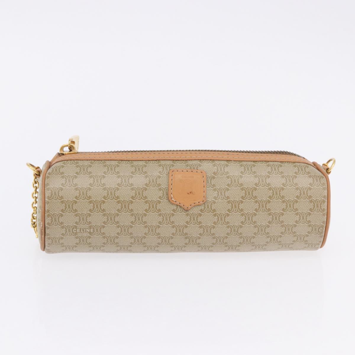 CELINE Macadam Canvas Shoulder Bag PVC Beige Gold Auth 199837V