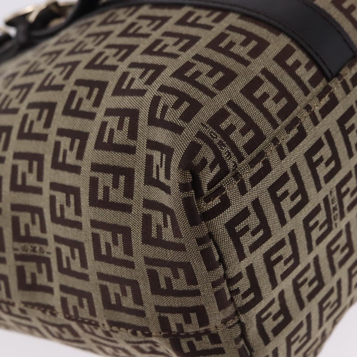 FENDI Zucchino Canvas Tote Bag Beige Gold Auth 199839V