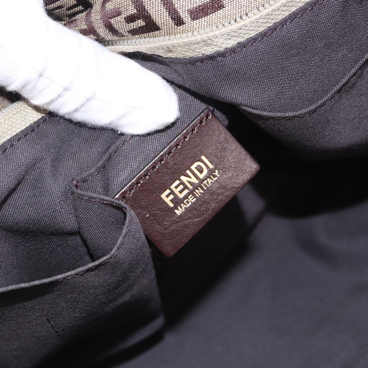 FENDI Zucchino Canvas Tote Bag Beige Gold Auth 199839V